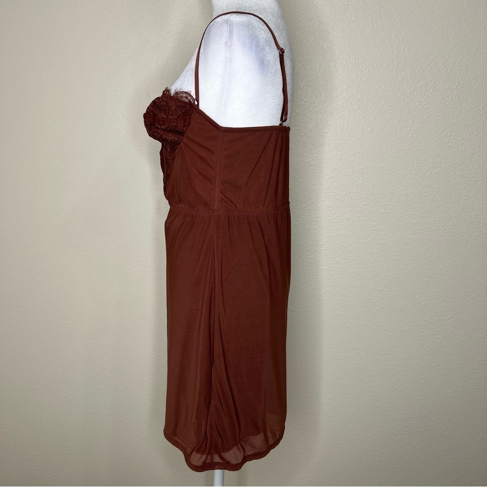 Urban Outfitters Chocolate Brown Lace Bustier Sleeveless Mini Dress Sz L NWT - Picture 15 of 16